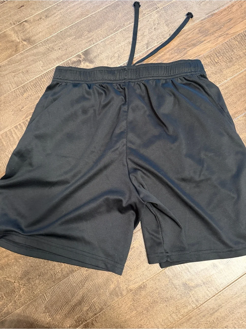 Amazon Black Men's Athletic Mesh Shorts with White Logo